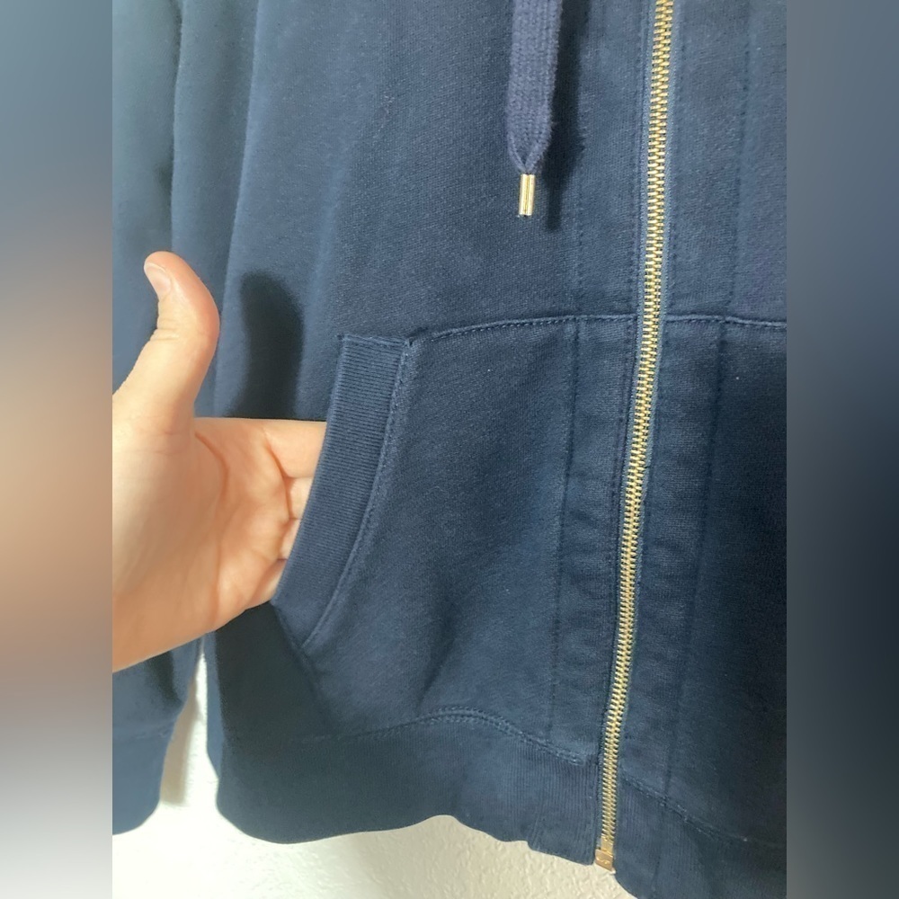 LRL Lauren Jeans Co Ralph Lauren nautical logo zip up hood sweater striped L - Picture 4 of 6